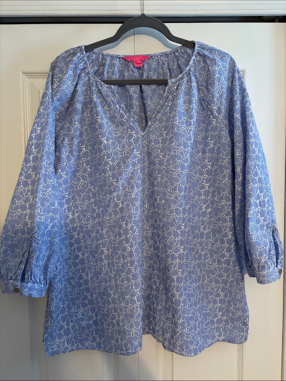Lilly Pulitzer Blue & White Willa Top